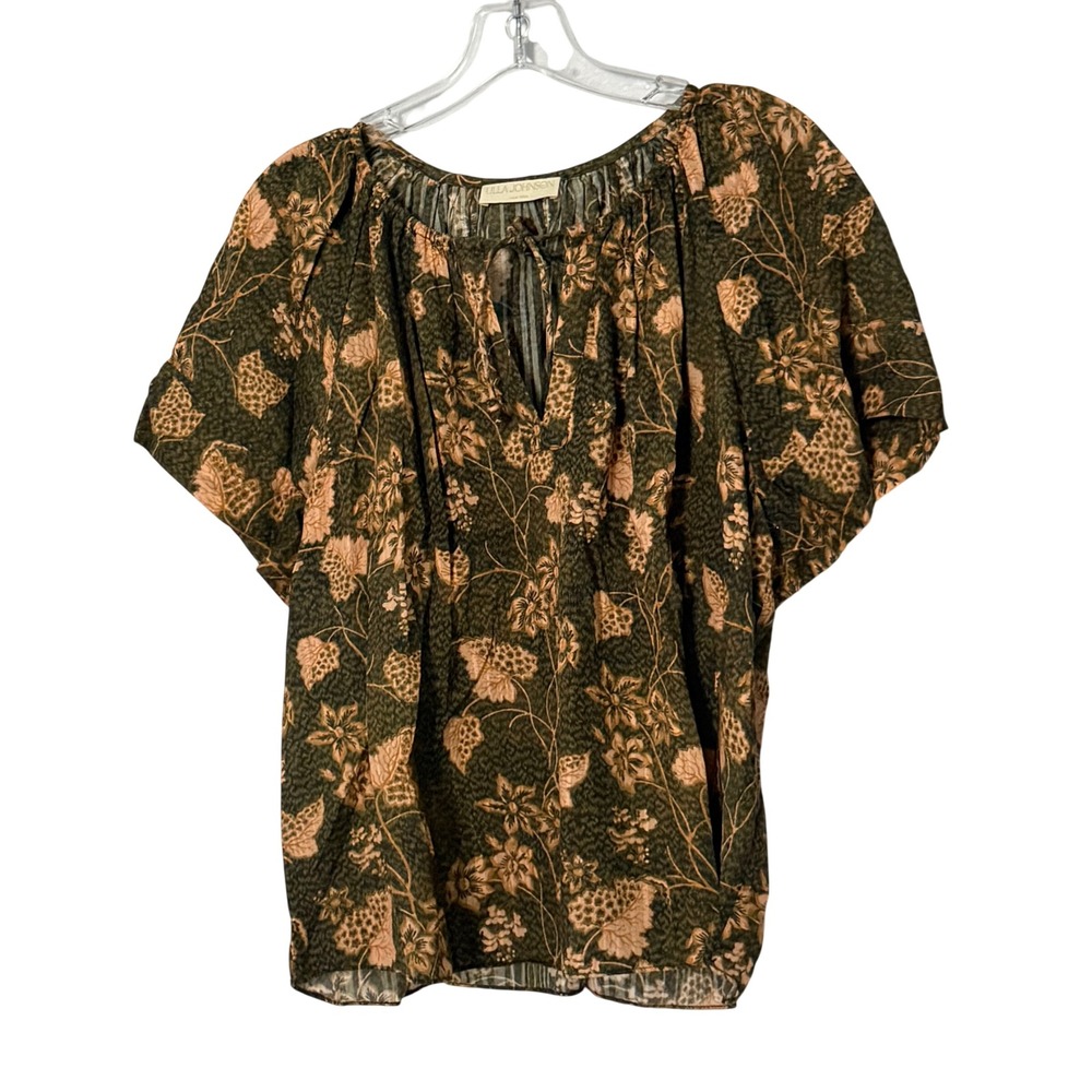 Ulla Johnson‎ Sena Blouse Floral Puff Sleeve Tie Neck Boho - 10